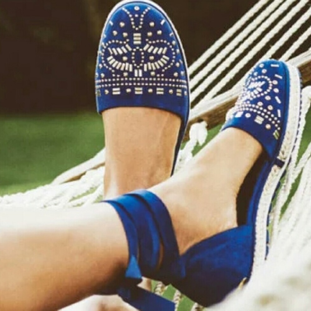 Stuart Weitzman Blue CousCous Espadrille Sandal